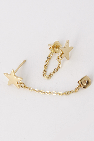 Star Cutout Chain Connected Stud Earring 5DBF4